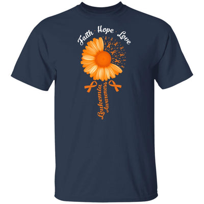 Faith Hope Love Orange Ribbon Leukemia Awareness-T-Shirt & Hoodie-Classic T-Shirt-Navy