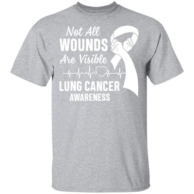 Lung Cancer Awareness White Not All Wounds Are Visible-T-Shirt & Hoodie-Classic T-Shirt-Sport Grey