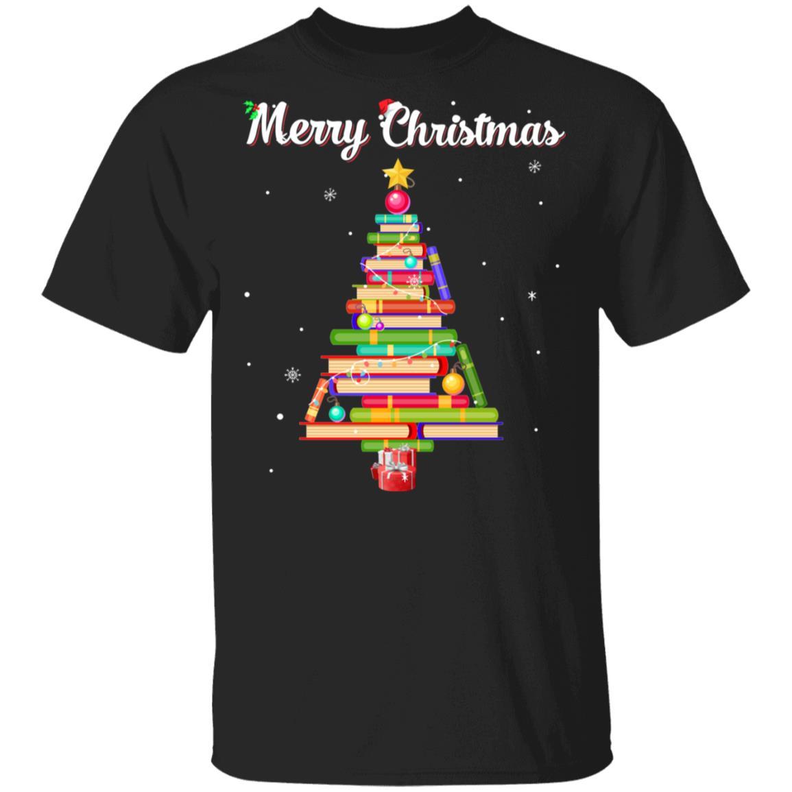 Merry Christmas Tree Love Reading Books Librarian