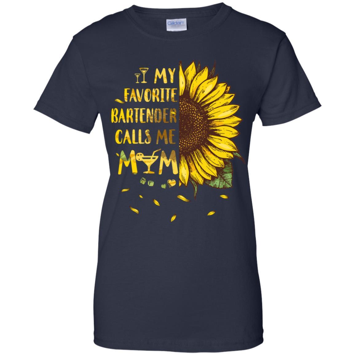 Sunflower My Favorite Bartender Calls Me Mom Mothers Day Gift-T-Shirt & Hoodie-Women's T-Shirt-Navy