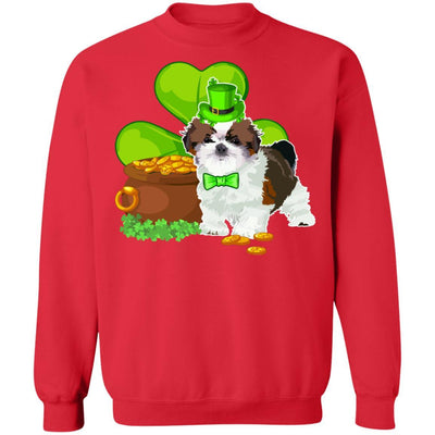 Shih Tzu St Patrick's Day Irish Dog Lover Funny Gifts-T-Shirt & Hoodie-Crewneck Sweatshirt-Red