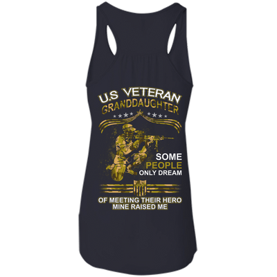 U.S. Veteran GrandDaughter Some People Only Dream Of Meeting-T-Shirt & Hoodie-Women's Flowy Racerback Tank-Midnight