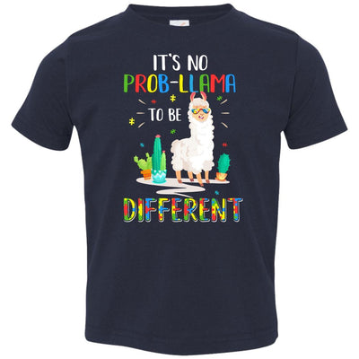 No Prob Llama To Be Different Llama Autism Awareness Gift Youth-Youth Shirt-Toddler T-Shirt-Navy
