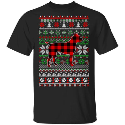 Boxer Red Plaid Ugly Christmas Sweater Gifts-T-Shirt & Sweatshirt-Classic T-Shirt-Black