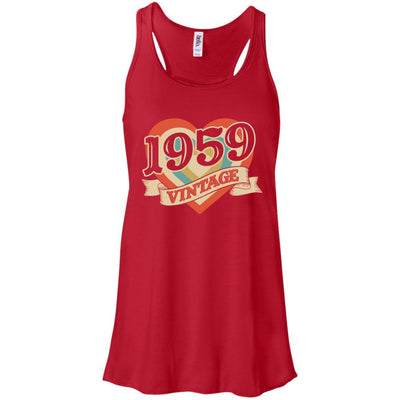 Vintage Retro Classic Heart Made In 1959 62th Birthday-T-Shirt & Tank Top-Women's Flowy Racerback Tank-Red