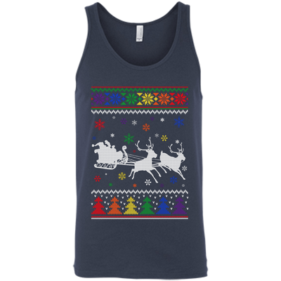 Rainbow Christmas Through The Snow Together-T-Shirt & Hoodie-Unisex Tank-Navy