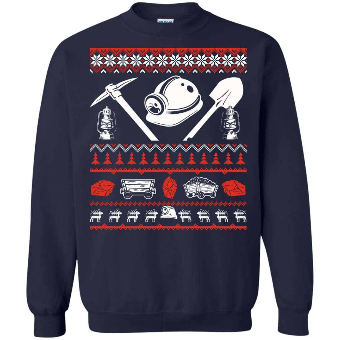 Coal Miner Christmas Sweater-T-Shirt & Hoodie-Crewneck Sweatshirt-Navy