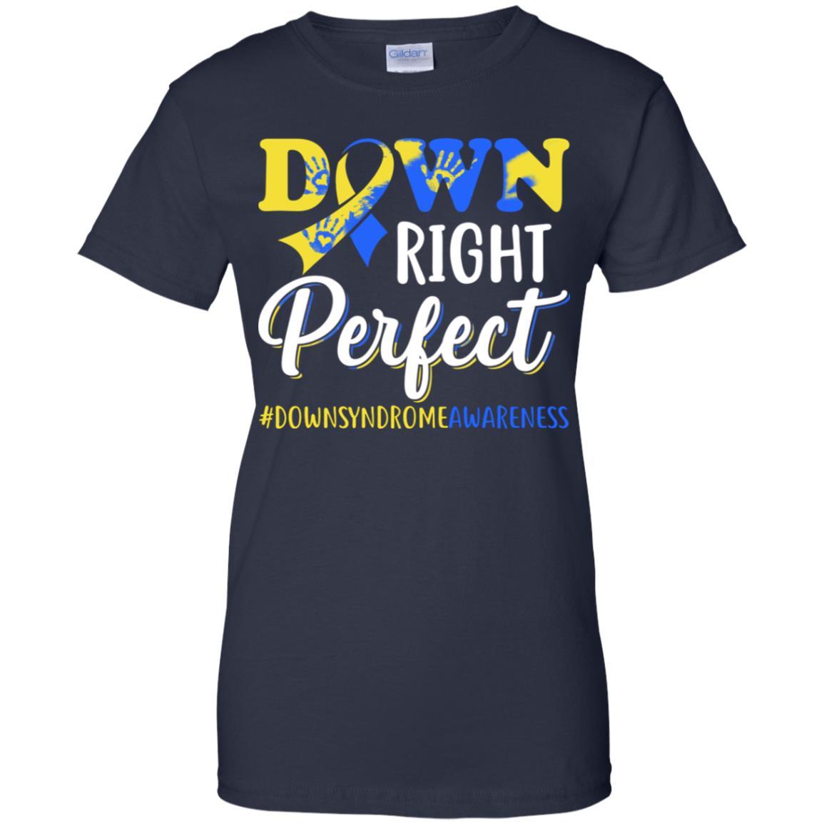 Down Syndrome Awareness Down Right Perfect-T-Shirt & Hoodie-Women's T-Shirt-Navy