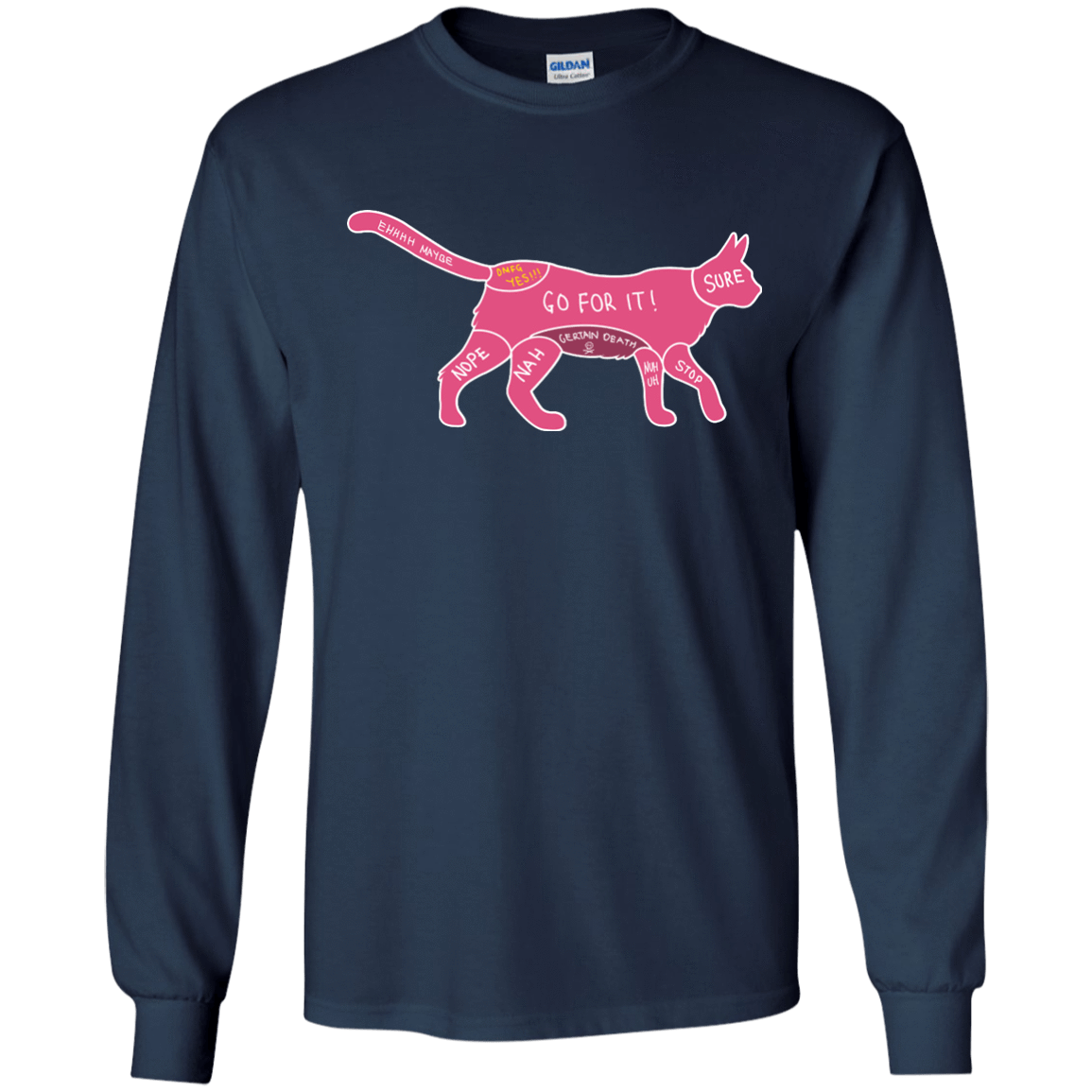 Proper way to pet a Cat lover-T-Shirt & Hoodie-Long Sleeve T-Shirt-Navy