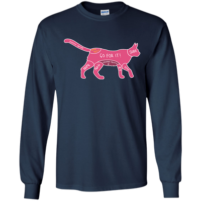 Proper way to pet a Cat lover-T-Shirt & Hoodie-Long Sleeve T-Shirt-Navy