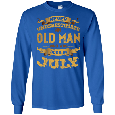 Never Underestimate An Old Man Who Was Born In July-T-Shirt & Hoodie-Long Sleeve T-Shirt-Royal