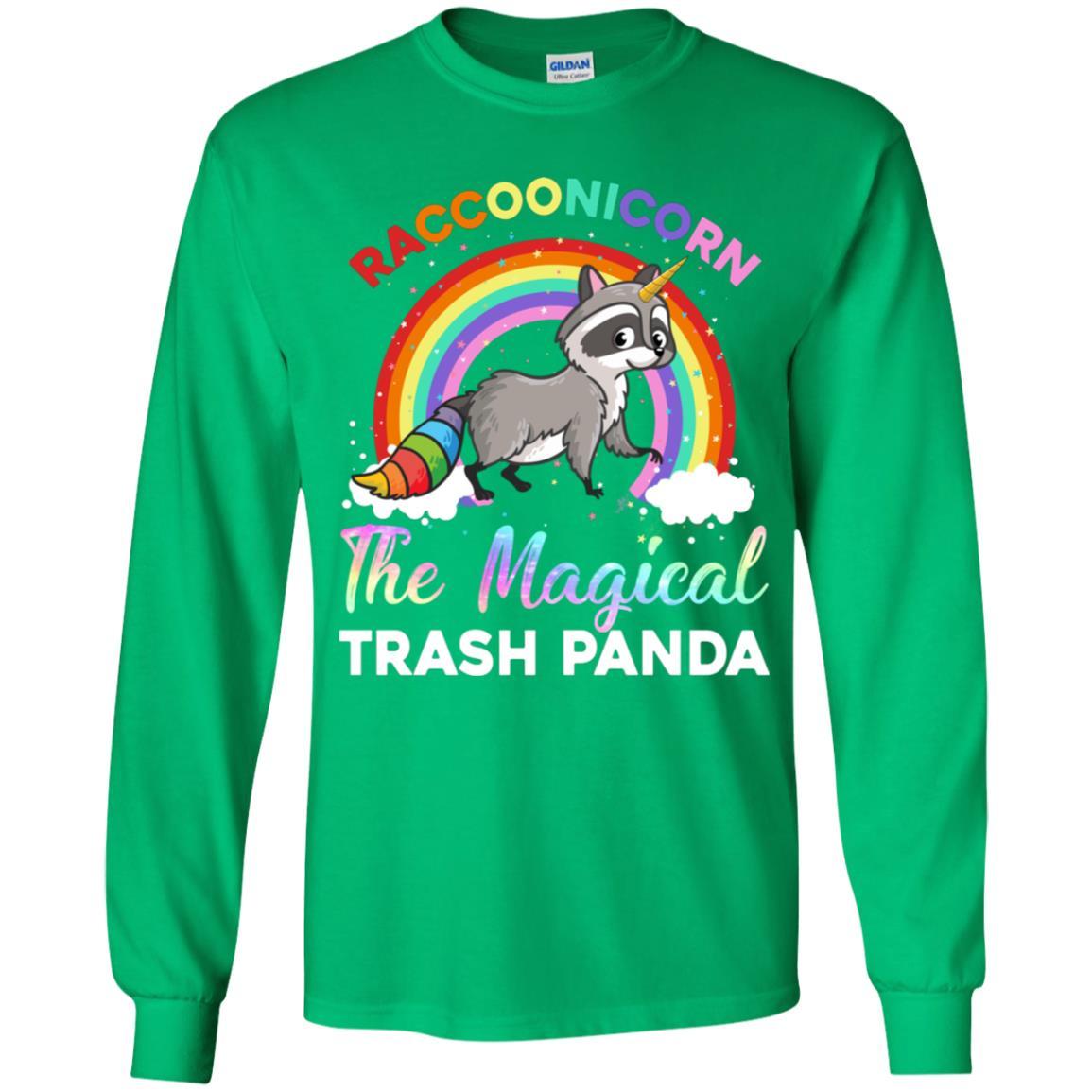 Racoonicorn Raccoon Unicorn Trash Panda For Kid Girls Youth-Youth Shirt-Youth Long Sleeve T-Shirt-Irish Green