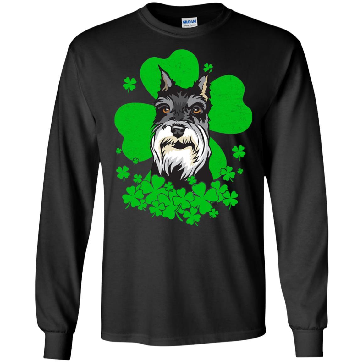 Schnauzer St. Patrick's Day Clovers-T-Shirt & Hoodie-Long Sleeve T-Shirt-Black