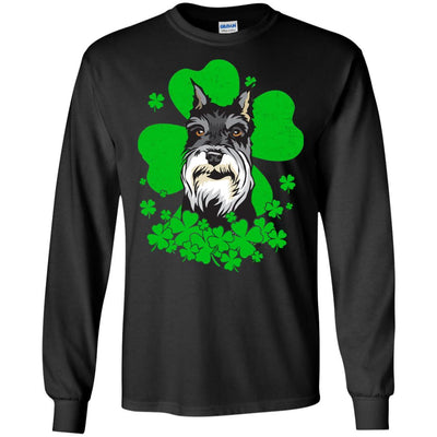 Schnauzer St. Patrick's Day Clovers-T-Shirt & Hoodie-Long Sleeve T-Shirt-Black