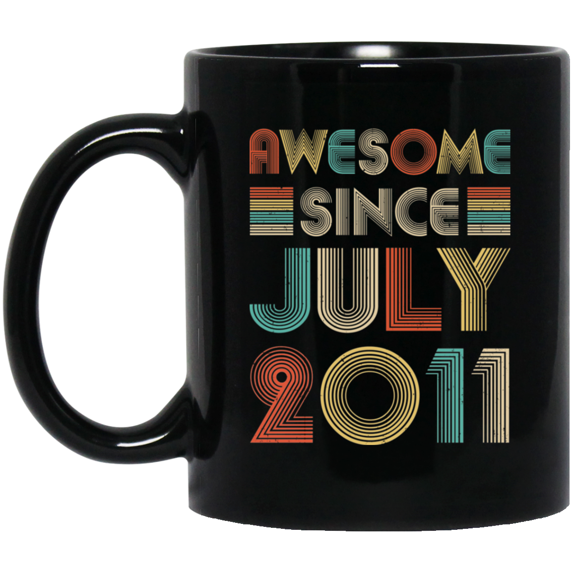 Awesome Since July 2011 Vintage 10th Birthday Gifts Youth Mug-Coffee Mug-BM11OZ 11 oz. Black Mug-Black