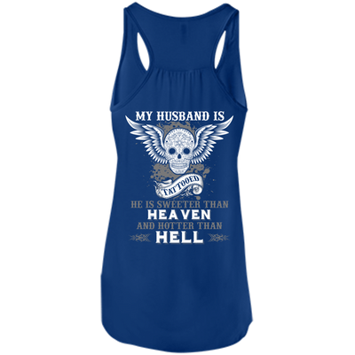 My Husband Is Tattooted-T-Shirt & Hoodie-Women's Flowy Racerback Tank-True Royal