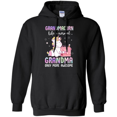 Grandmacorn Like A Normal Grandma Sewing Unicorn Gift-T-Shirt & Hoodie-Pullover Hoodie-Black