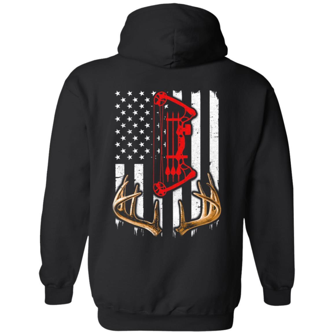 Deer Hunting US Flag Deer Hunter-T-Shirt & Hoodie-Pullover Hoodie-Black