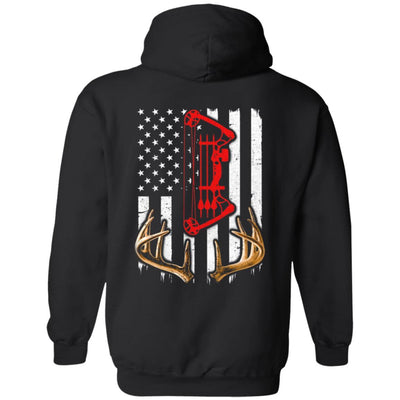 Deer Hunting US Flag Deer Hunter-T-Shirt & Hoodie-Pullover Hoodie-Black