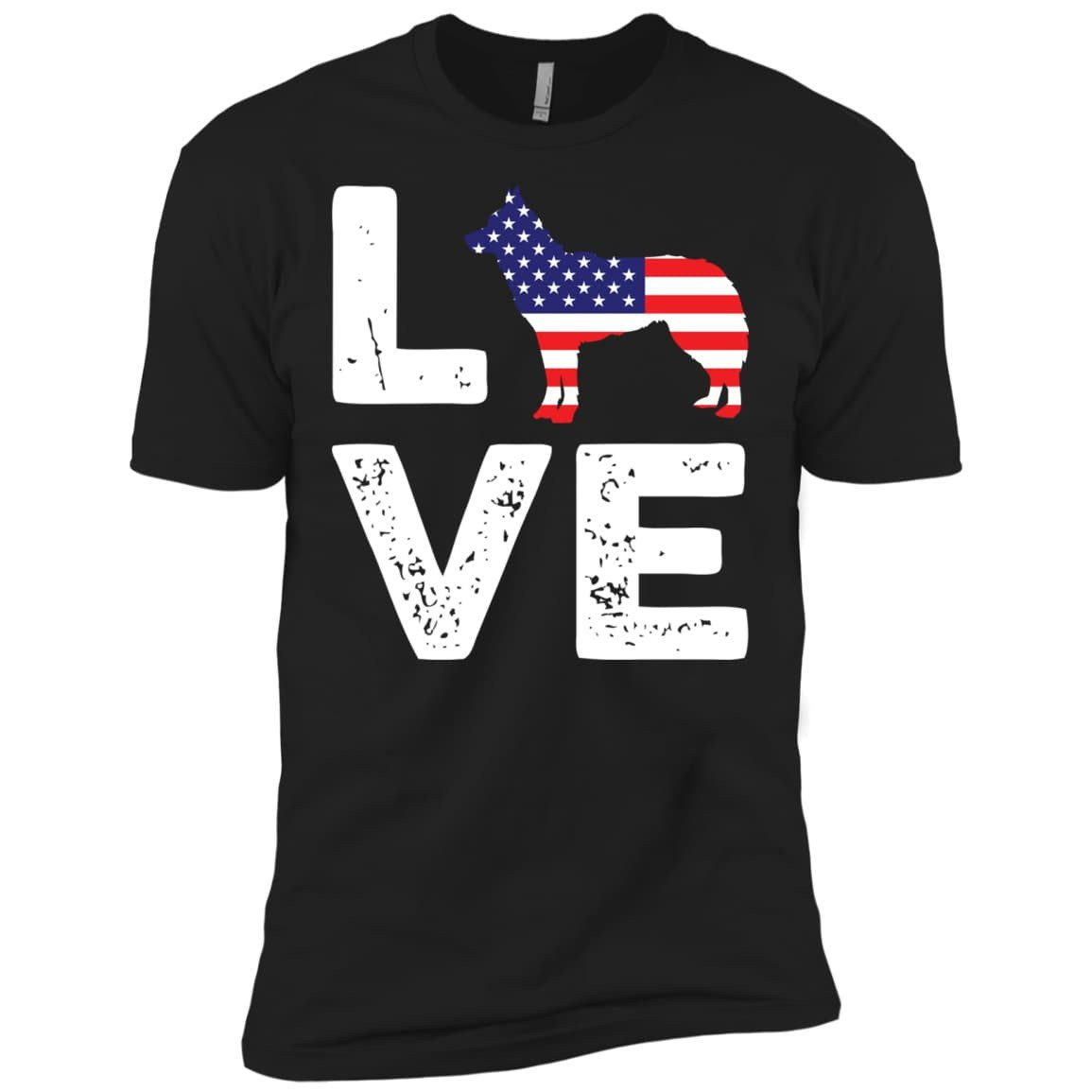 American Flag Dog Husky Love-T-Shirt & Hoodie-Premium T-Shirt-Black
