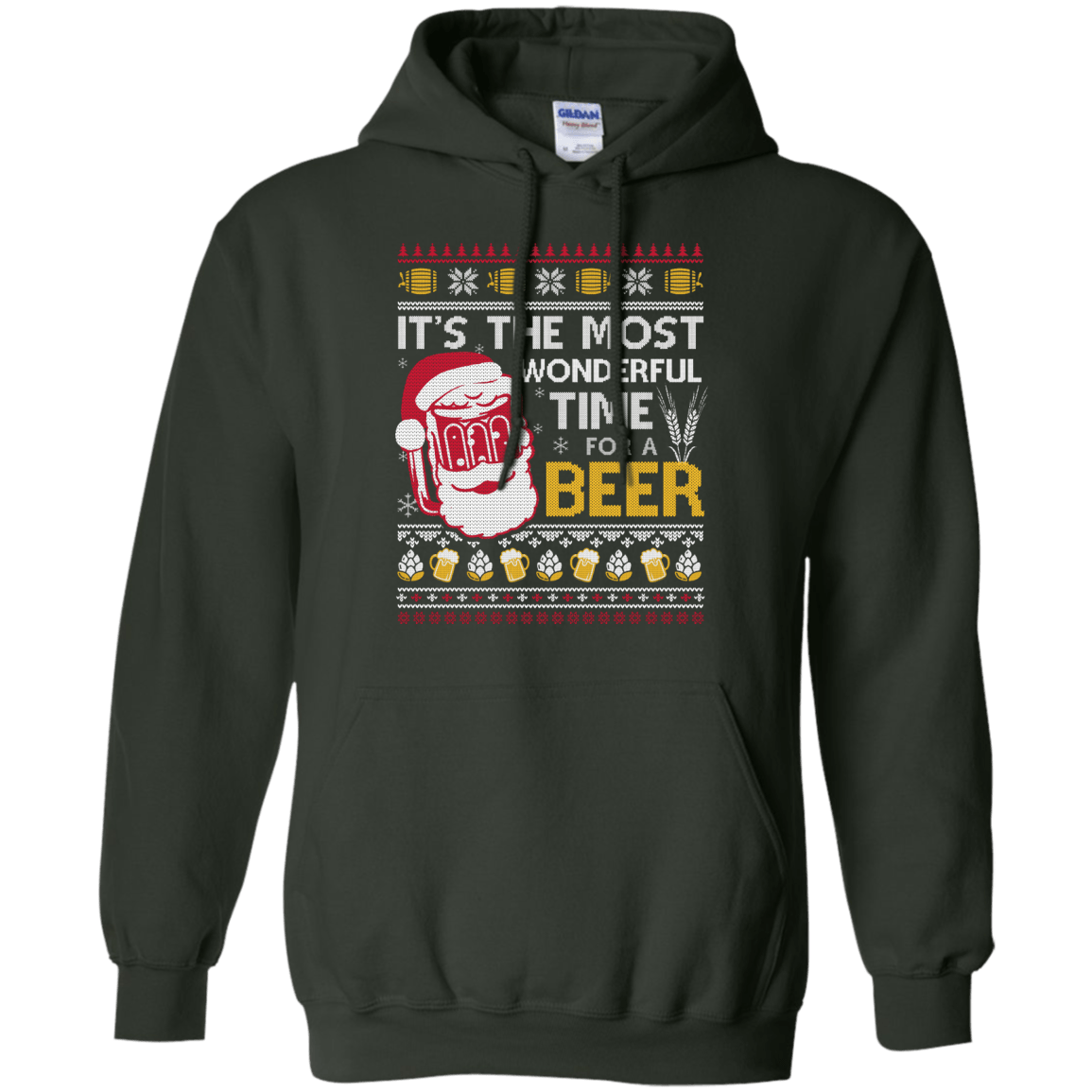 It's The Most Wonderful Time For A Beer Sweater-T-Shirt & Hoodie-Pullover Hoodie-Forest Green