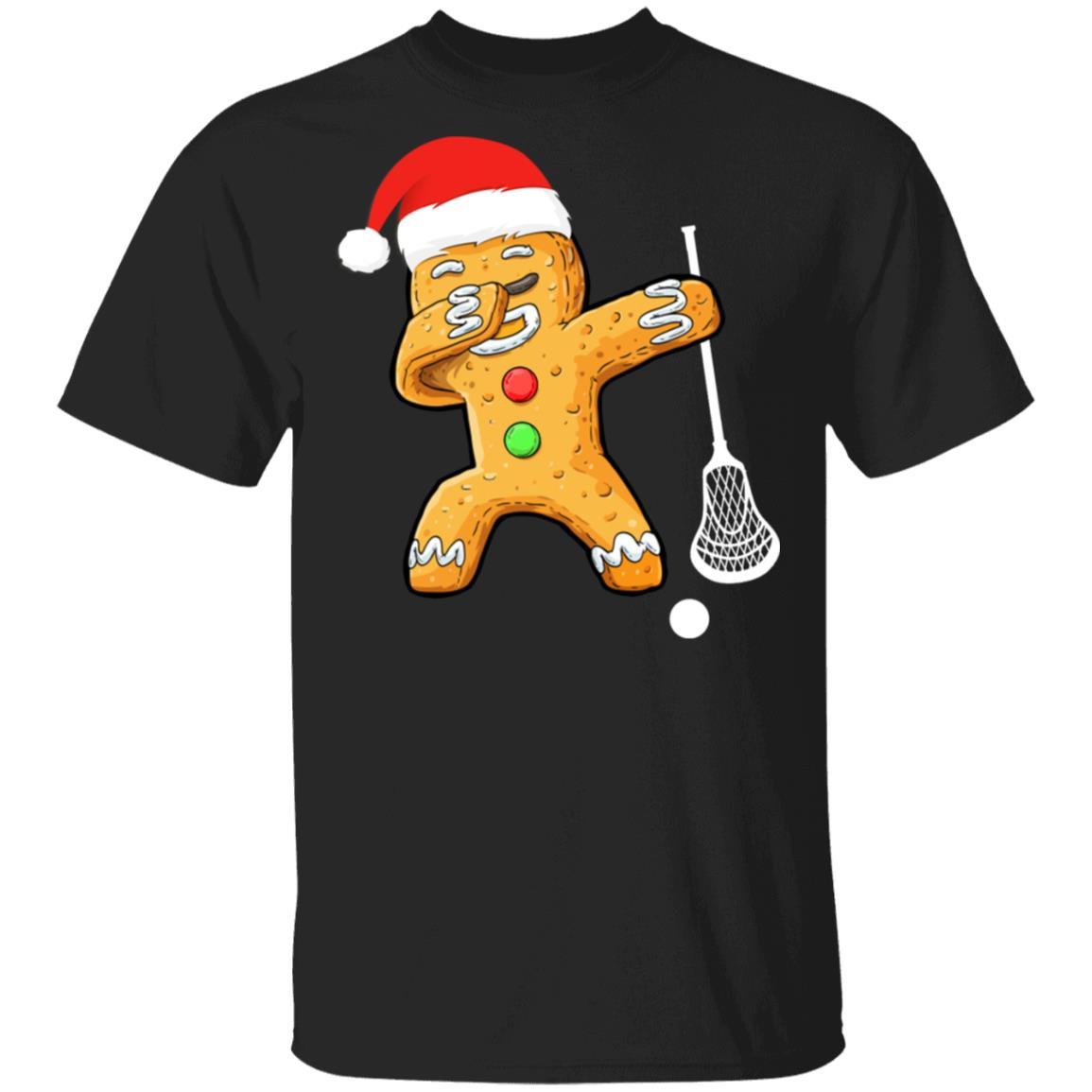 Dabbing Gingerbread Santa Lacrosse Christmas Pajama Gifts-T-Shirt & Sweatshirt-Classic T-Shirt-Black