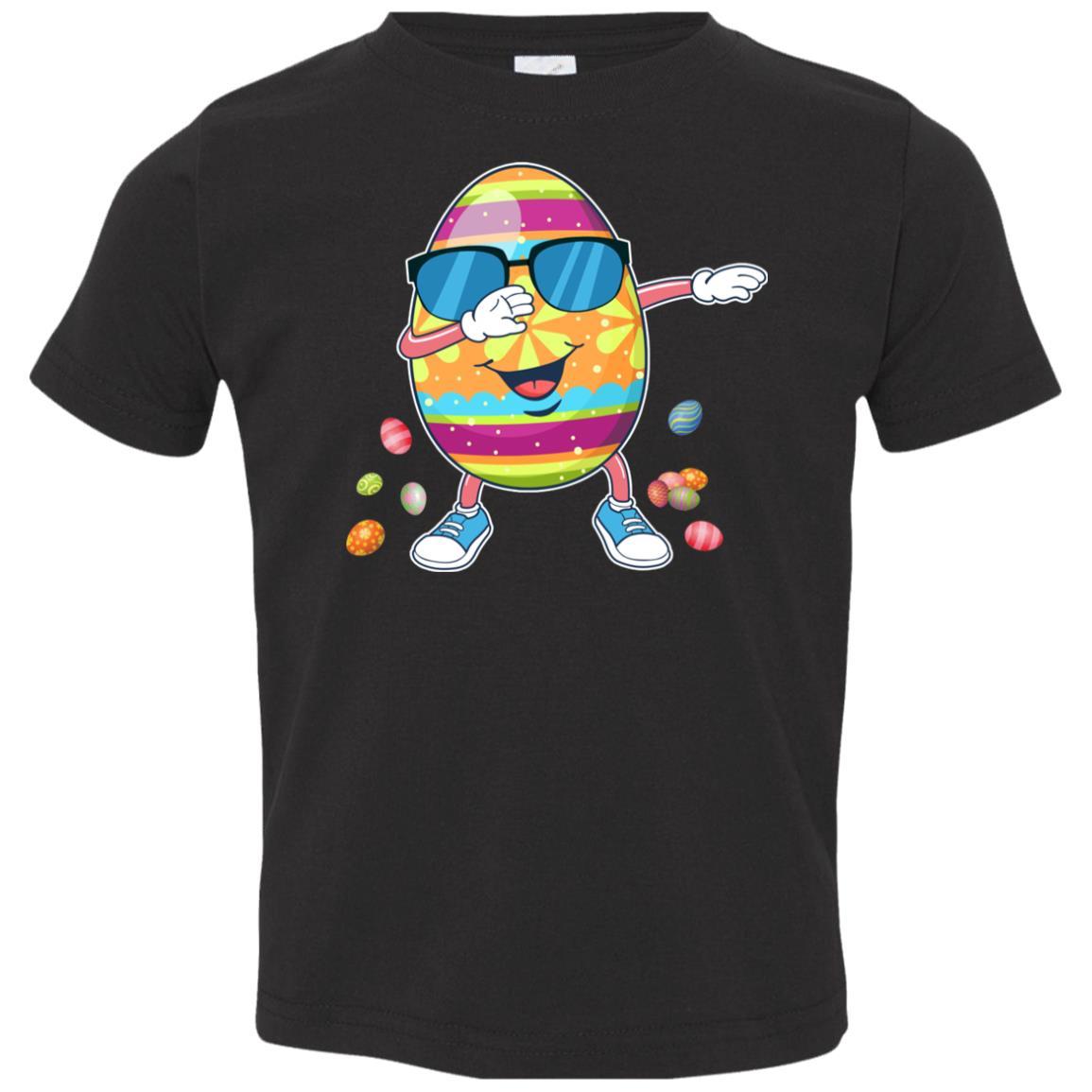 Easter Funny Birthday Dabbing Egg Gift Kids Youth-Youth Shirt-Toddler T-Shirt-Black