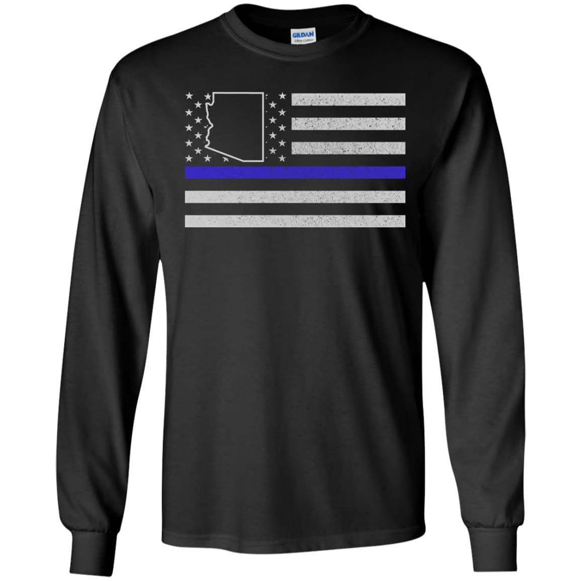 Arizona Thin Blue Line Police State-T-Shirt & Hoodie-Long Sleeve T-Shirt-Black