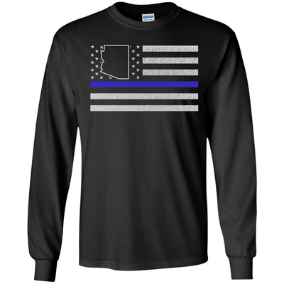 Arizona Thin Blue Line Police State-T-Shirt & Hoodie-Long Sleeve T-Shirt-Black