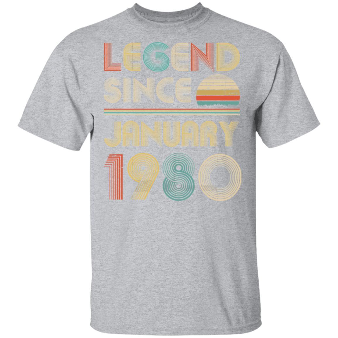 Legend Since January 1980 Vintage 41th Birthday Gifts-T-Shirt & Hoodie-Classic T-Shirt-Sport Grey
