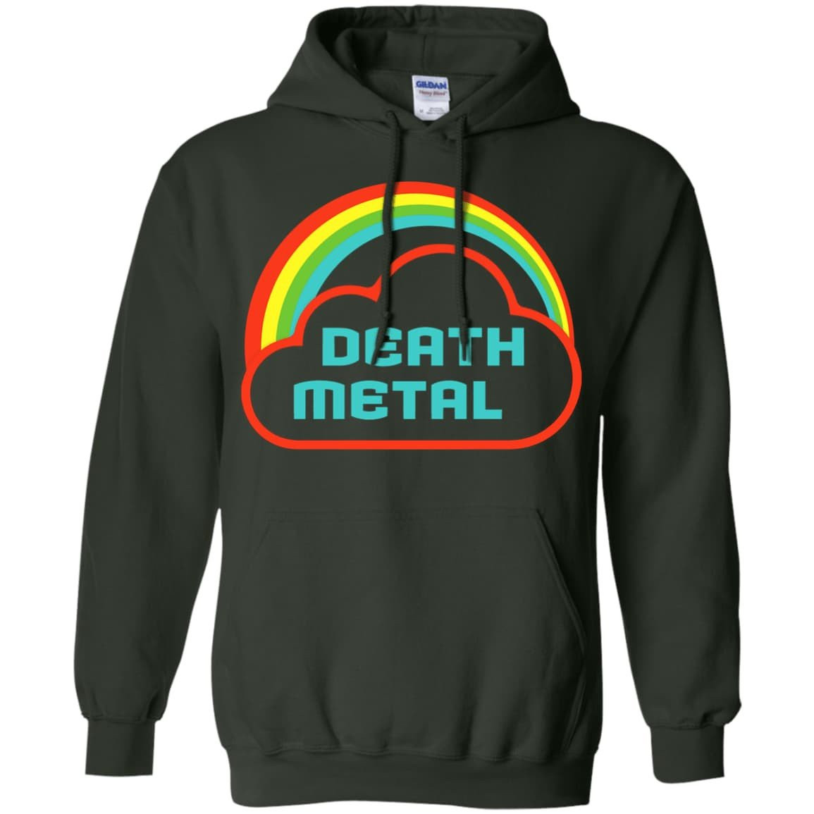 Death Metal Rainbow Rocker-T-Shirt & Hoodie-Pullover Hoodie-Forest Green
