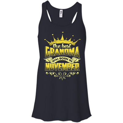 The Best Grandma Was Born In November-T-Shirt & Hoodie-Women's Flowy Racerback Tank-Midnight