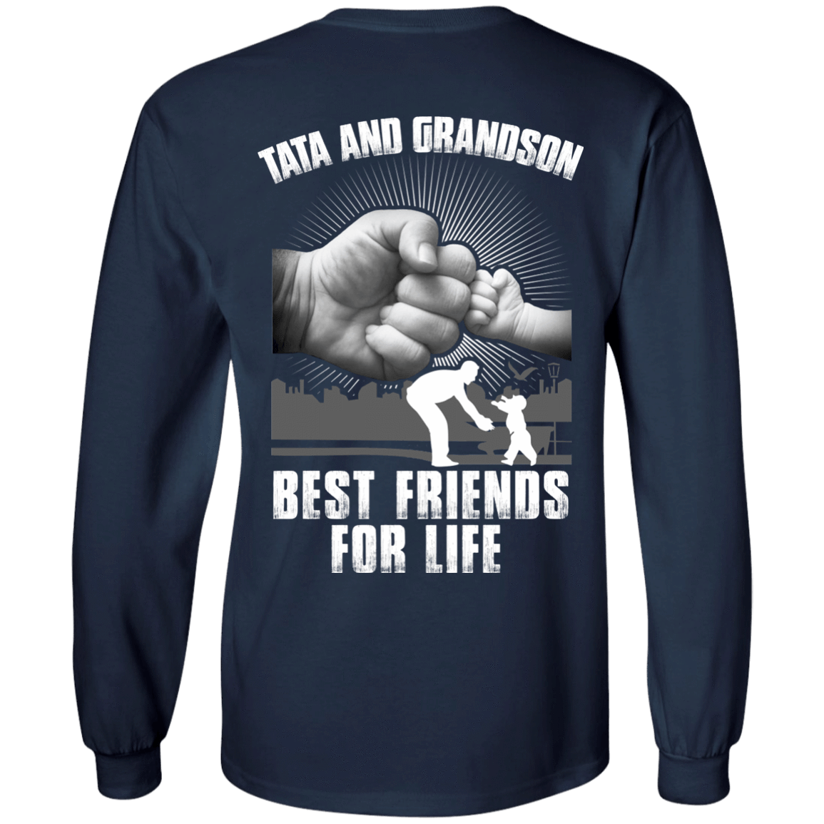 Tata And Grandson Best Friends For Life-T-Shirt & Hoodie-Long Sleeve T-Shirt-Navy
