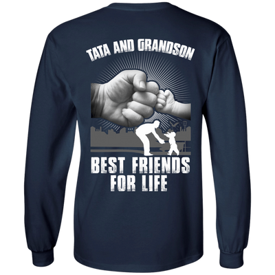 Tata And Grandson Best Friends For Life-T-Shirt & Hoodie-Long Sleeve T-Shirt-Navy