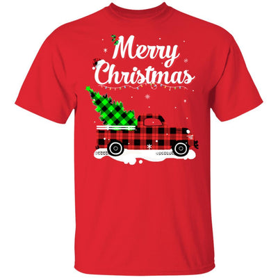 Red Truck Christmas Buffalo Plaid Merry Christmas-T-Shirt & Sweatshirt-Classic T-Shirt-Red