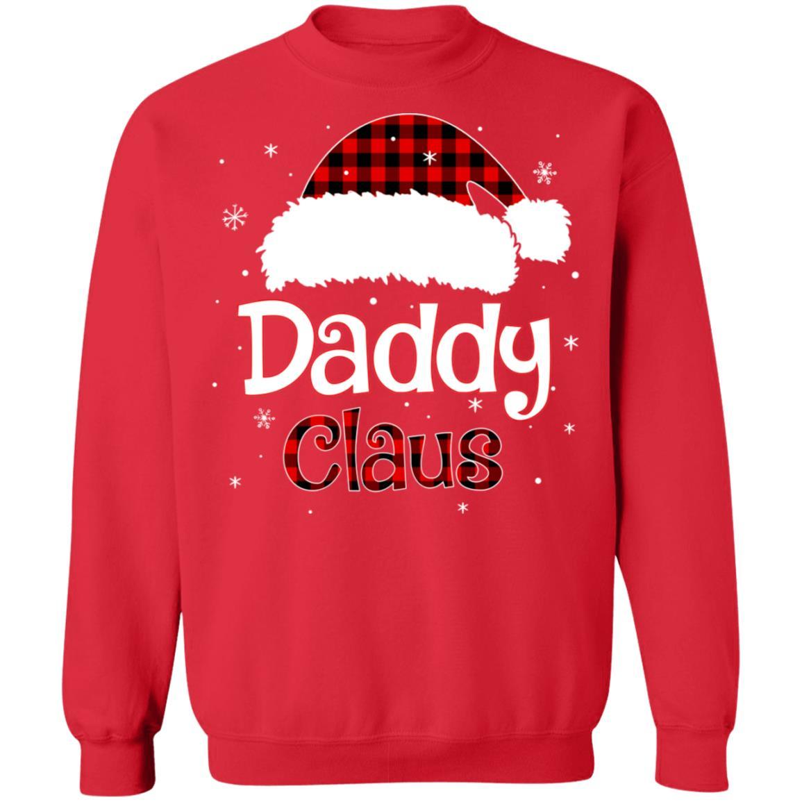 Santa Daddy Claus Red Plaid Family Pajamas Christmas Gift-T-Shirt & Sweatshirt-Crewneck Sweatshirt-Red