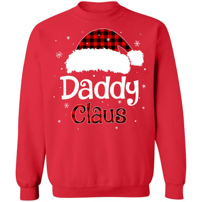 Santa Daddy Claus Red Plaid Family Pajamas Christmas Gift-T-Shirt & Sweatshirt-Crewneck Sweatshirt-Red