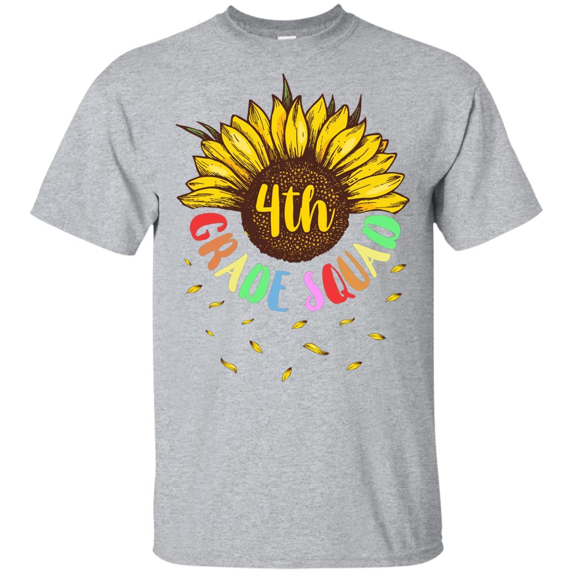 Sunflower 4th Grade Squad First Grade Teacher Youth-Youth Shirt-Youth T-Shirt-Sport Grey