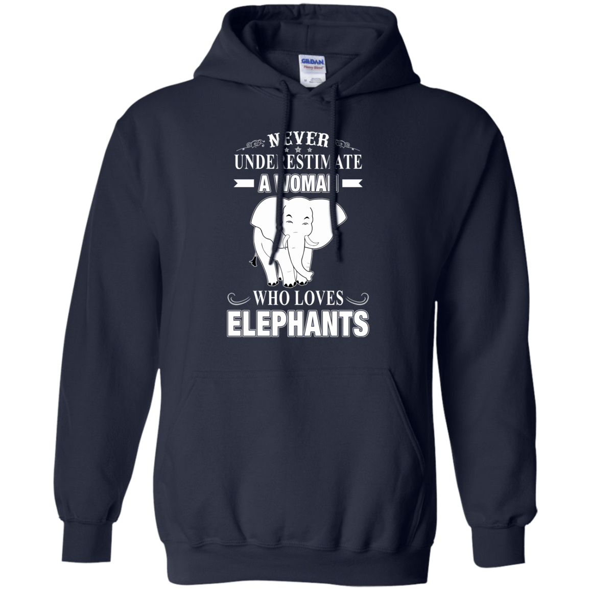 Never Underestimate Woman Loves Elephant-T-Shirt & Hoodie-Pullover Hoodie-Navy