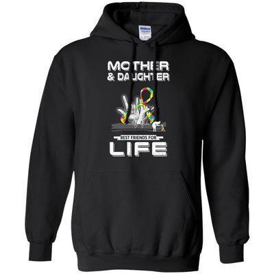Mother And Daughter Best Friends For Life Autism Awareness-T-Shirt & Hoodie-Pullover Hoodie-Black