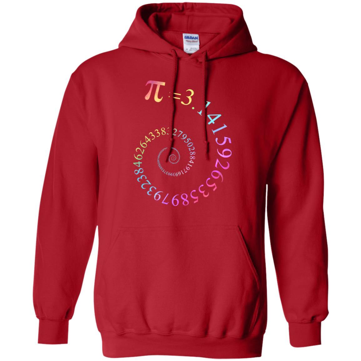 Pi Spiral Galaxy Color Math Pi Day-T-Shirt & Hoodie-Pullover Hoodie-Red