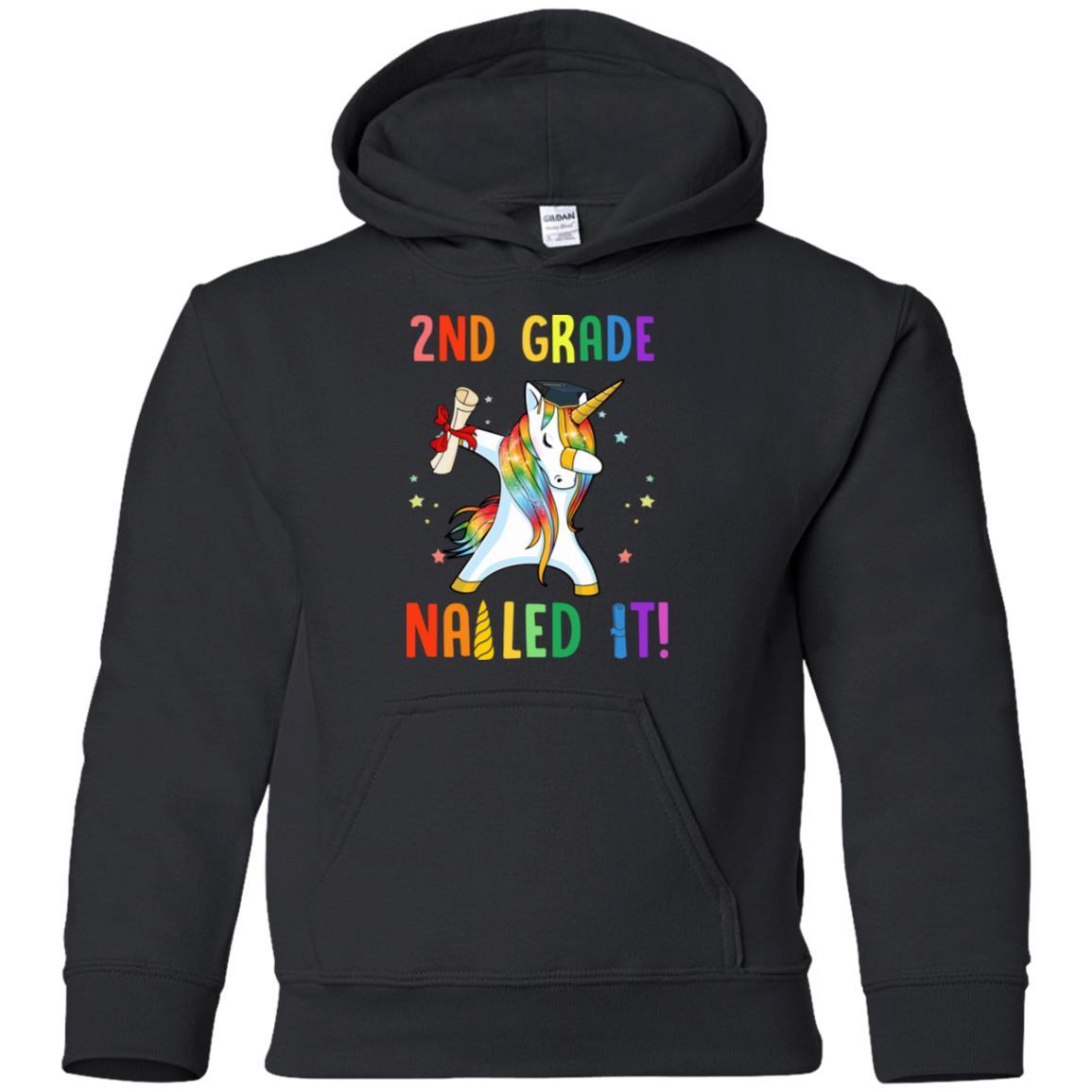 Dabbing 2nd Grade Unicorn Nailed It Graduation Class Of 2021 Youth-Youth Shirt-Youth Pullover Hoodie-Black