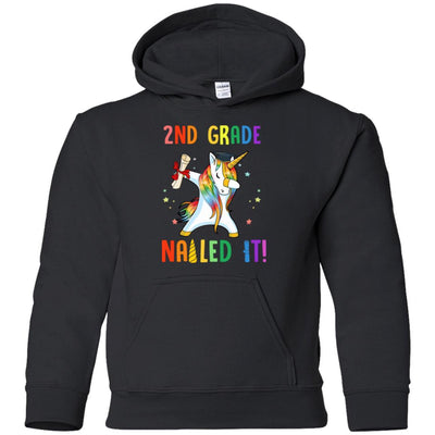 Dabbing 2nd Grade Unicorn Nailed It Graduation Class Of 2021 Youth-Youth Shirt-Youth Pullover Hoodie-Black