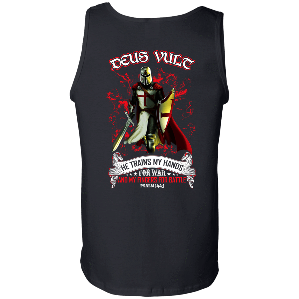 Knight Templar Deus Vult He Trains My Hands For War-T-Shirt & Hoodie-Unisex Tank-Black