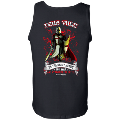 Knight Templar Deus Vult He Trains My Hands For War-T-Shirt & Hoodie-Unisex Tank-Black