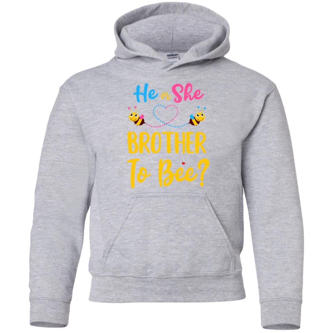 Gender Reveal Pink Blue What Will It Bee He Or She Brother Youth-Youth Shirt-Youth Pullover Hoodie-Sport Grey