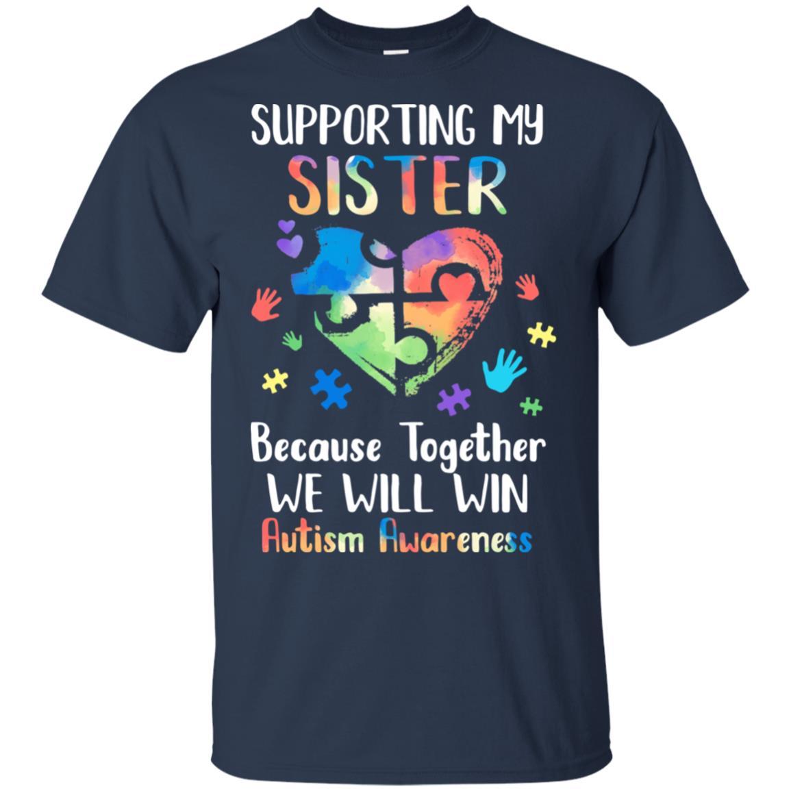Supporting My Sister Puzzle Autism Awareness Month-T-Shirt & Hoodie-Classic T-Shirt-Navy