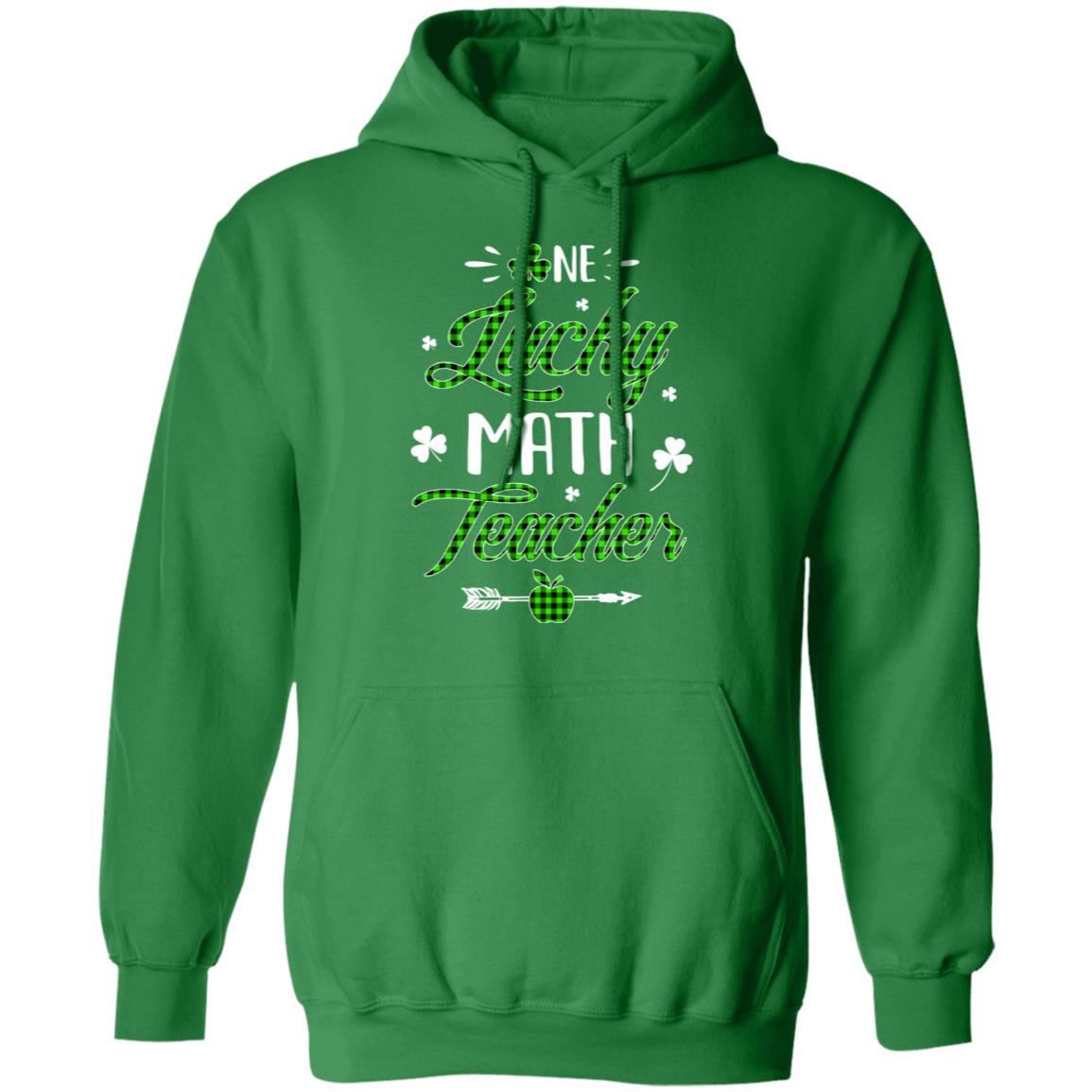 One Lucky Math Teacher St Patricks Day Irish Gift-T-Shirt & Hoodie-Pullover Hoodie-Irish Green