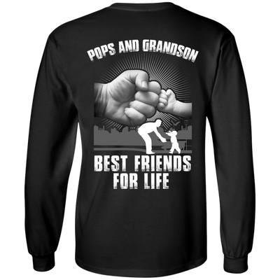 Pops And Grandson Best Friends For Life-T-Shirt & Hoodie-Long Sleeve T-Shirt-Black