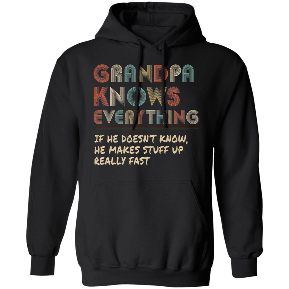 Grandpa Know Everything Vintage Grandpa Father's Day Gift-T-Shirt & Hoodie-Pullover Hoodie-Black